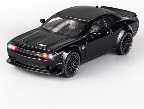 Toy Cars for Kids 1/32 Challenger Hellcat Die Cast Metal Toy Cars, Pull Back Hellcat Car with Light and Music
