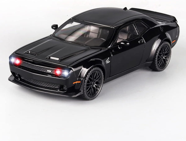 Toy Cars for Kids 1/32 Challenger Hellcat Die Cast Metal Toy Cars, Pull Back Hellcat Car with Light and Music