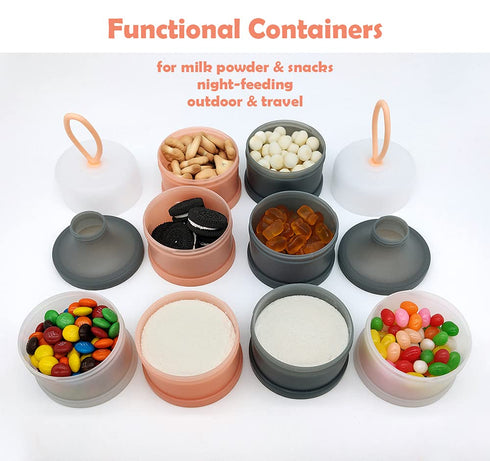 LADISO 2 Packs Baby Formula Dispenser, Formula Container, Portable Milk Powder Dispenser Container, Baby Feeding Travel