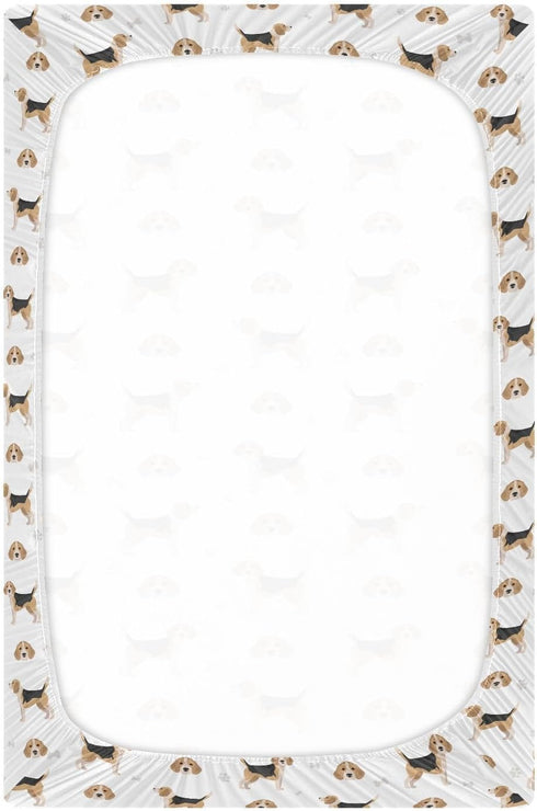 girlBeagle 52 28 9In Crib Sheets for Boys Dog mini Crib Nursery Sheets,Breathable Baby Crib Sheets,Soft Toddler
