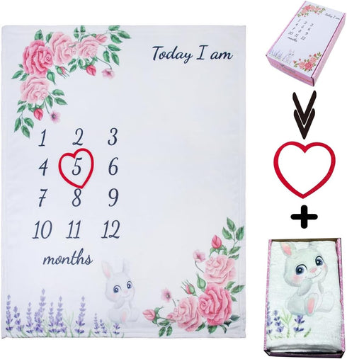 vmaisi Baby Milestone Blanket Gifts for Girl - Newborn Monthly Year Infant Growth Blankets Nursery Swaddling Blankets