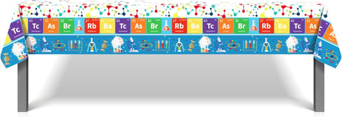 CC HOME 1 Pack Science Laboratory Plastic Tablecloth, 54 x 87 Inch Long Rectangular Cover for Events