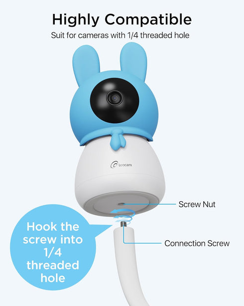Baby Monitor Mount Smart Baby Monitor, 17 Inch Flexible Versatile Twist Baby Camera Mount for Cameras with 1/4 Threaded Holes, No Tools or Wall Damage, Portable for Travel