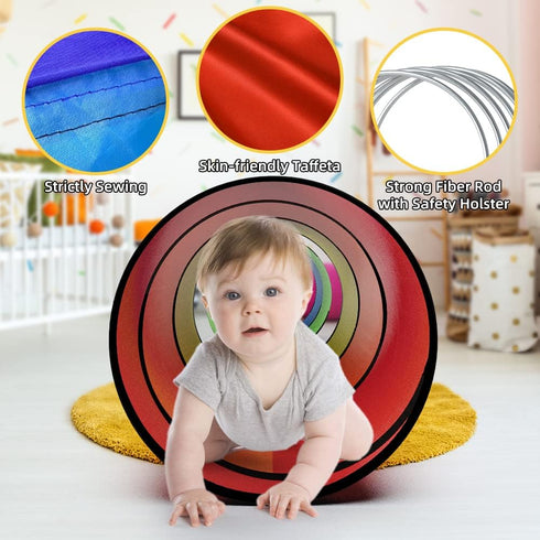 Kids Play Tunnel for Toddlers, Colorful Pop Up Baby Tunnel for Crawling, 6 Foot Collapsible Gift for Children Dog