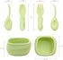 Toddler Utensils Set, Baby Essentials with Bowl, Fork, and Spoon for 12M+ Self-Feeding, Green