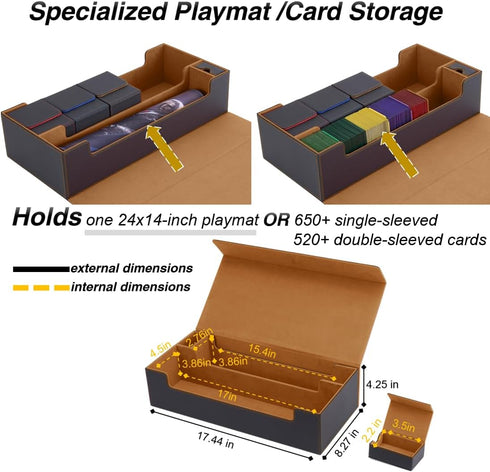Venssu MTG Deck Box, Holds 5 Display Card Deck Boxes with Playmat, Trading Card Storage Box