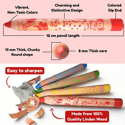 3 1 12 2 SparkBright Club - Jumbo Pencils in function, colors Non-Toxic Toddler Pencils Break-Resistant, Easy Grip