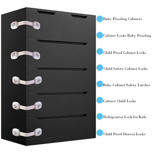Fursafe&Q Baby Cabinet Locks, Child Safety Proofing Strap Locks for Furniture Kitchen, No Drill Multi-Purpose (ZGrey,