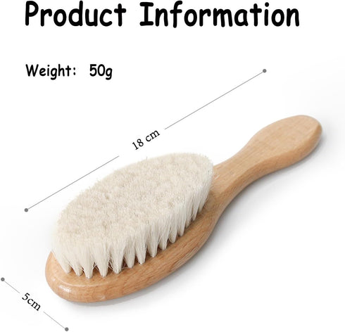 BoAn Wooden Baby Hair Brush,Natural Soft Goat Bristles,Cradle Cap Brush for Newborns & Toddlers,Perfect Scalp Grooming