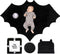 Bumba Kids Sherpa Fleece Goth Bat Baby Swaddle Blanket Gift Set with Milestone Stickers,