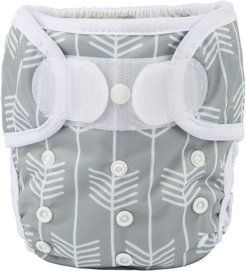 Baby Cloth Diaper Cover Nappy, Hook and Loop Double Gusset for 6.6lbs to 33lbs (Grey Arrow) One Size