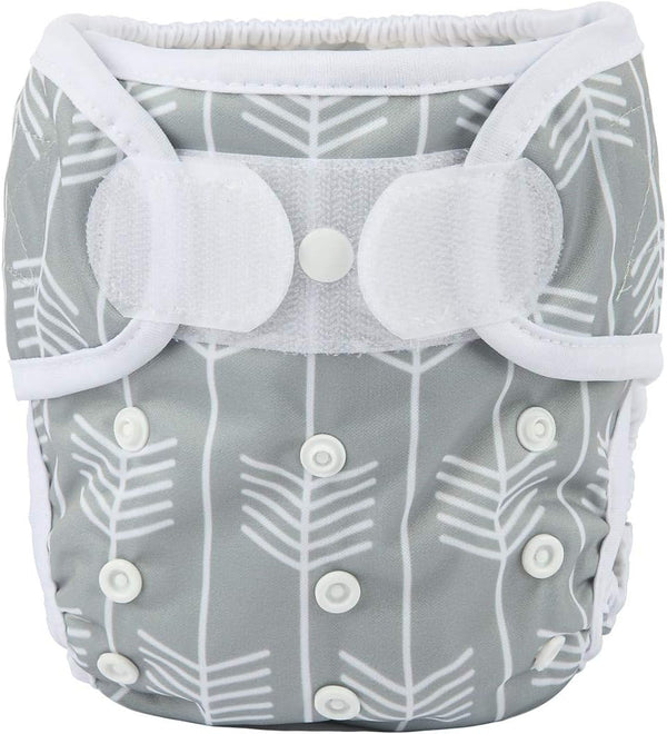 Baby Cloth Diaper Cover Nappy, Hook and Loop Double Gusset for 6.6lbs to 33lbs (Grey Arrow) One Size