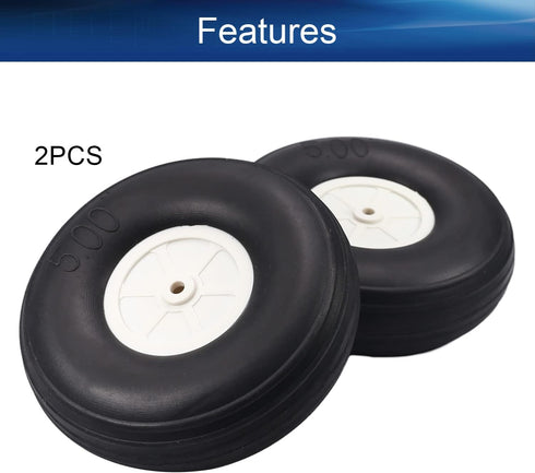 Heyiarbeit 5" RC Model Airplane Foam Wheel, Super Light Tire and Wheel Set for RC Airplane, PU Sponge Tire