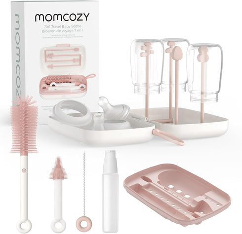 Momcozy 7-in-1 Baby Bottle Cleaner Kit with Silicone, Nipple & Straw Brushes,