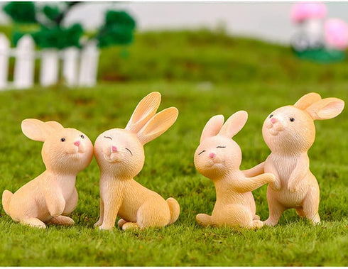 7 Pcs Rabbit Figures Miniature Figurines Collection for Kids, Animal Toys Set Cake Toppers, Christmas Birthday Gift