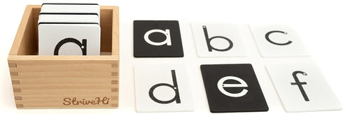 Montessori Sandpaper Letters Set | Black & White Lowercase Tactile Letter Cards