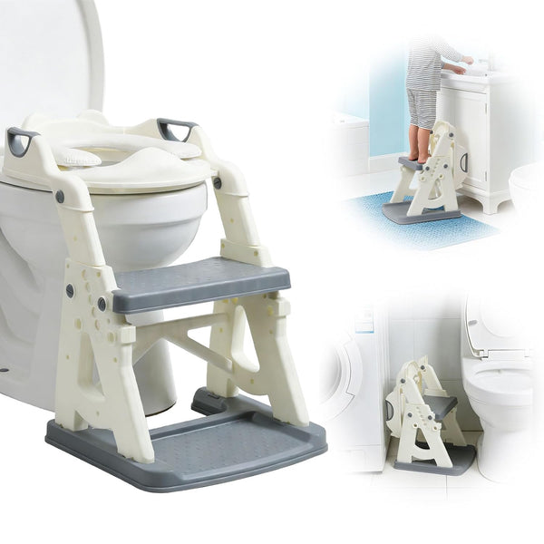 CALCHELE Potty Training Seat, Upgrade Toddler Toilet Seat with Steps Stool Ladder, 2