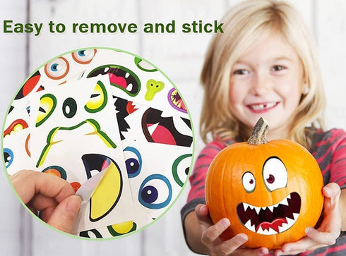 Halloween Pumpkin Decorating Craft Stickers, 48 Pack Mini Face Stickers for Kids Toddlers Treats Party Favors