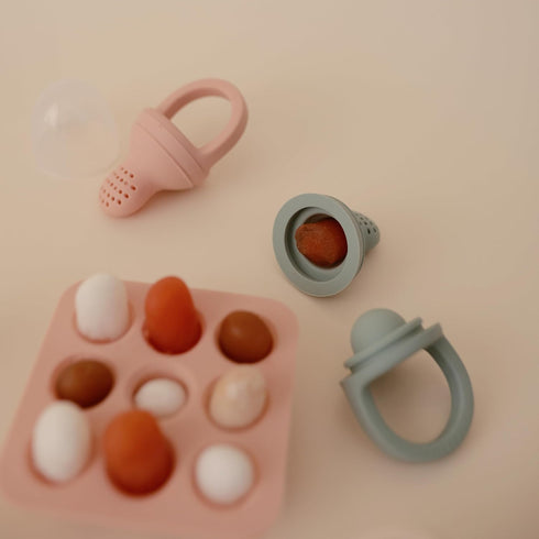 6 mushie Silicone Baby Fresh Fruit & Food Feeder Pacifier | Months+ (Sage)
