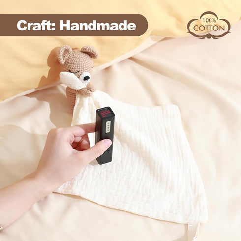 Baby & Infant Essentials - Educational Rattle Toy, Plush Teddy Bear Comforter, Handmade Crochet Animal Soft Toys