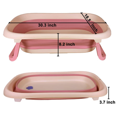 LEXIW Collapsible Baby Bathtub with Bath Pad Large Baby Bathtub Portable Bathtub with Drain Hole Folding Bathtub