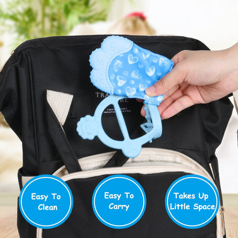 Vicloon 2Pcs 0-6 Silicone Teething Mitt, Baby Teething Mitten with Adjustable Strap, Crinkle Sound and Textured, Self