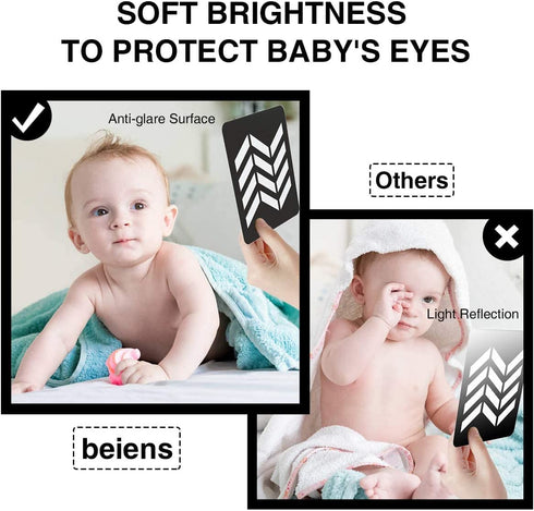 beiens High Contrast Baby Flashcards, Black White Color Visual Stimulation Learning Activity Cards for Newborns (0-3