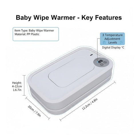 Ymiko Baby Wipe Warmer, Foldable Portable Wipes Dispenser with Smart Temperature Control and Fast Heating for Home Car