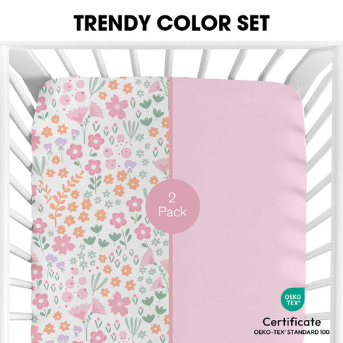 2 Pack, 52"x28"x8", Little Grape Land Crib Sheets Microfiber Fitted Crib Sheet for Standard Crib Mattress Soft