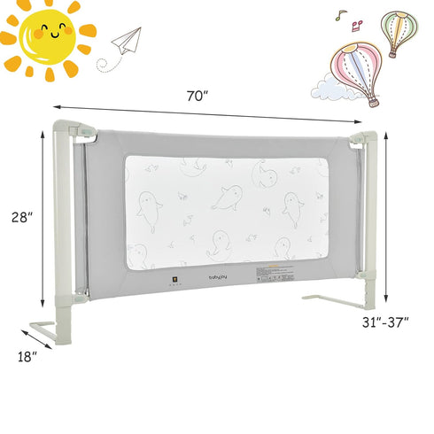 70'' BABY JOY Bed Rails for Toddlers, Extra Long, Height Adjustable Kids Rail Guard w/Double Safety Lock
