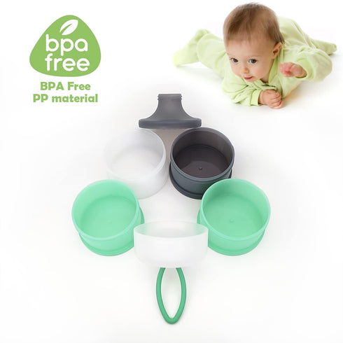 LADISO 4 Formula Dispenser Container, Portable Milk Powder Dispenser, Baby Feeding Travel Storage Container, Non-Spill