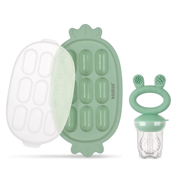 Haakaa Baby Fruit Food Feeder & Silicone Freezer Nibble Tray Combo -