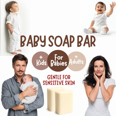 5 (3.5 oz Fragrance Free Baby Bar Soap for Sensitive Skin | Unscented Natural soap bar for toddlers kids adults