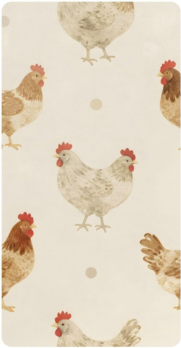 CZXW Farmhouse Chickens Crib Sheets Fitted 52" x 28" Natural Cotton Soft &