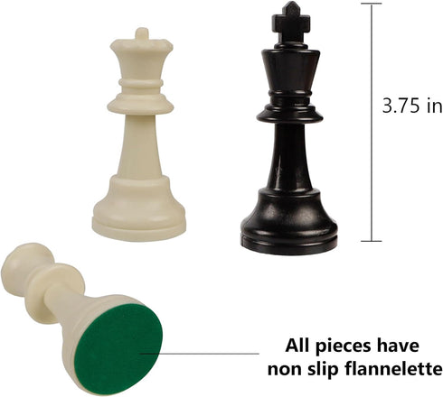 Juegoal Plastic Chess Pieces Only, 32 Pieces, 3.75 Inch King Figures, Replacement Chess Game Pawns Figurine Pieces