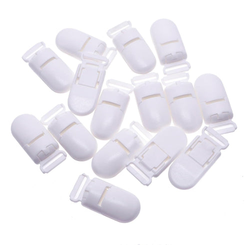 15Pcs/Pack Pacifier Clip Holder, Plastic Mitten Binky Clip for DIY Personalized Teething Toys, White Color 15mm