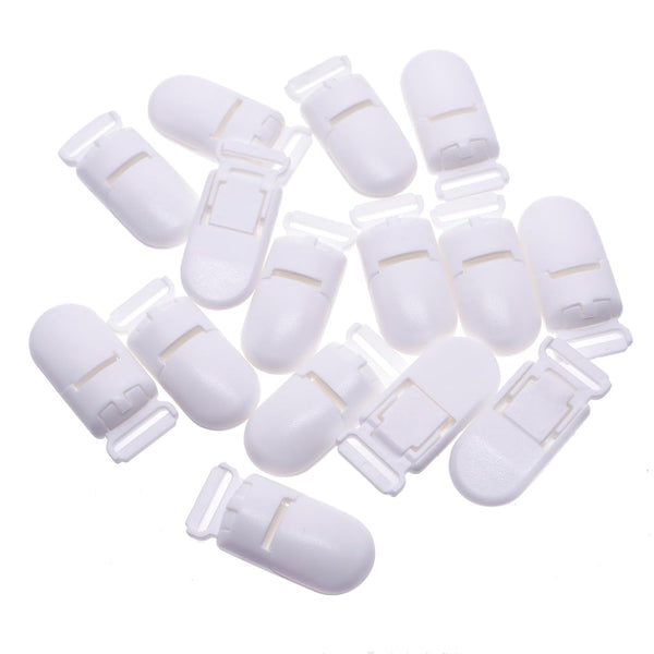 15Pcs/Pack Pacifier Clip Holder, Plastic Mitten Binky Clip for DIY Personalized Teething Toys, White Color 15mm