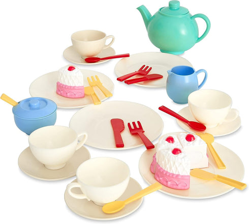 Casdon 36-Piece Tea Set - Colorful Toy Playset with Teapot, Milk Jug,