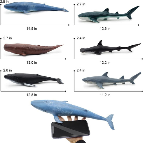 6 Pack 14.5'' Set Mostop Sea Animal Toy for Kids Large Size Ocean Sea Marine Animal Figures, Realistic Ocean Sea