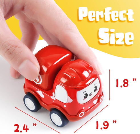 Mini Car Toys for 1 Year Old Boy, 12 Sets Pull-Back Trucks with Playmat, Gifts for Toddlers Age 1-2
