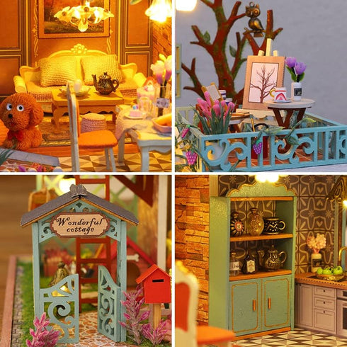 DIY Miniature Dollhouse Kit by GuDoQi, Tiny House 1:24 Scale with Music, Great Handmade Crafts Gift