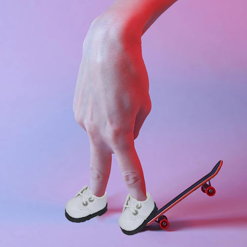 3 Pairs Mini Finger Shoes, Cute PU Leather Gnome Shoes for Finger Breakdance Fingerboard, 1/8 BJD Doll Shoes