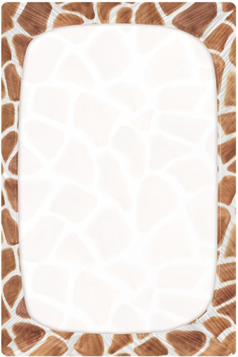 CHUROUSY 28x52 Inch Giraffe Print Crib Sheets for Boys Girl Giraffe Spots Zoo Safari Brown Animal Fitted Mattress Cover