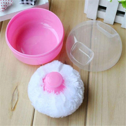 UTENEW Baby Soft Face Body Powder Puff Sponge Box Container Case, Pink