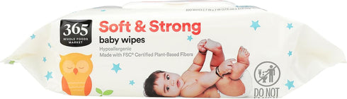 365 100 Count by Whole Foods Market, Soft & Strong Disposable Baby Wipes, Fragrance-Free