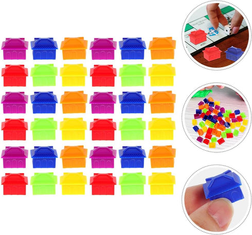 FAVOMOTO 120PCS Plastic Hotels Houses, Game Replacement Pieces for Board Games in Multicolor