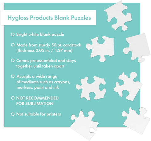 Hygloss Blank Decorating Art Activity - Jigsaw for Party Favors, DIY Invites, 5.5 x 8 Inches, 12 Pieces