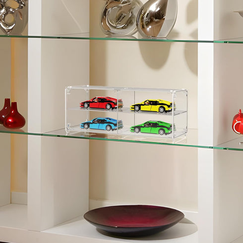 Beautyflier Acrylic Display Case for Lego Racing Sports Car Toy, 2-Layer Display Box for Collectibles Dustproof Showcase
