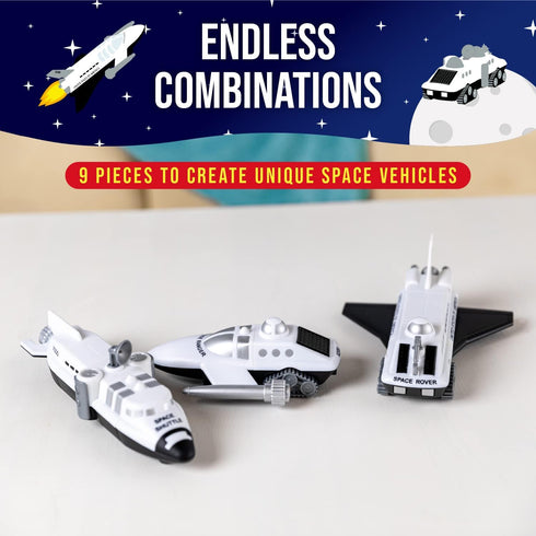 POPULAR PLAYTHINGS Magnetic Mix or Match Vehicles, Space, White, Standard