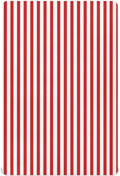 Jihqo Red White Stripes Crib Sheets for Boys Girls Soft Breathable Mini Crib